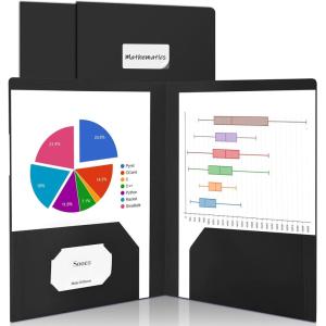 imageSooez 7 Pack Folders with Pockets 2 Pocket Folders with Extra Labels Plastic Folder with Pockets Heavy Duty File Folder Bulk School Business Office Filing SuppliesBlack