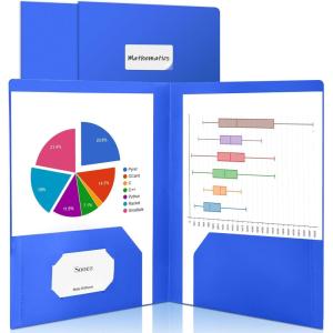 imageSooez 7 Pack Folders with Pockets 2 Pocket Folders with Extra Labels Plastic Folder with Pockets Heavy Duty File Folder Bulk School Business Office Filing SuppliesDark Blue