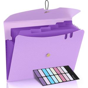 imageSooez 7 Pocket Expanding File Folder Premium Accordion File Organizer Letter Size Folders for Documents Sleek Filing Folders with Bungee Closure Portable Folders for School Office Supplies GreenPurple