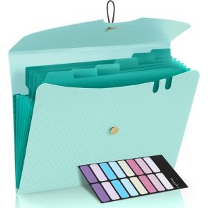 imageSooez 7 Pocket Expanding File Folder Premium Accordion File Organizer Letter Size Folders for Documents Sleek Filing Folders with Bungee Closure Portable Folders for School Office Supplies GreenGreen