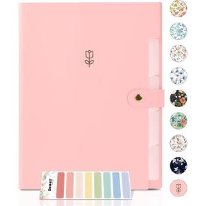 imageSooez Expanding File Folders Organizer Folders with 5 Pockets Folders for Documents wSticker Accordion File Organizer Paper Receipt Bill Filing Organizer School Office Travel Essentials SuppliesPink Tulips