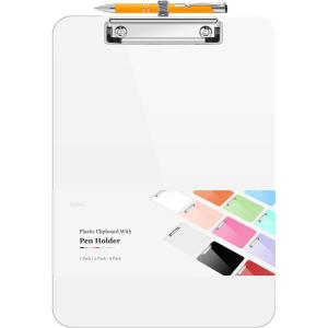 imageSooez Plastic Clipboard with Pen Holder 10 Thicker Clip Boards 85x11 with Low Profile Clip Cute Hanging Clipboard Standard Letter Size A4 for Women Kid Teacher Office ampamp School Supplies BlackWhite