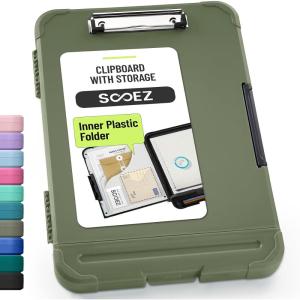 imageSooez Reinforced Clipboard with Storage Inner Plastic Folder Attached Heavy Duty Plastic Clip Boards 85x11 with Pen Holder High Capacity Nursing Clipboard for Teacher Office Home Letter  A4 SizeGreen