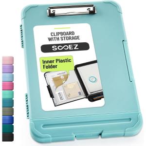imageSooez Reinforced Clipboard with Storage Inner Plastic Folder Attached Heavy Duty Plastic Clip Boards 85x11 with Pen Holder High Capacity Nursing Clipboard for Teacher Office Home Letter  A4 SizeHaze Blue