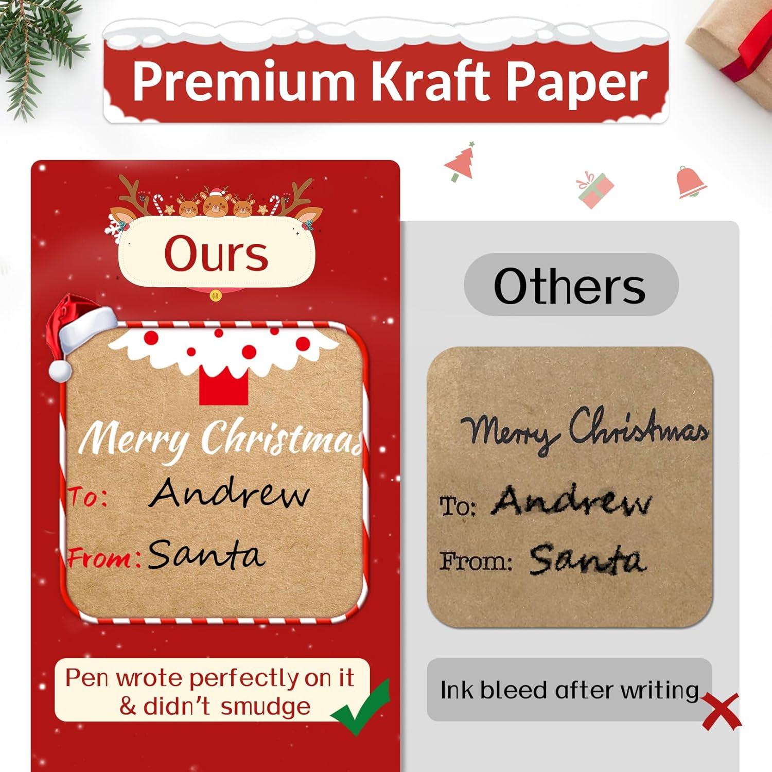 imageSooez Christmas Gift Tags Natural Kraft Gift Stickers for Christmas Presents Self Adhesive to and from Name Tags 120Pcs Xmas Present Labels for Holiday Wrapping Paper 8 Designs 2quot x 3quot GreenStyle2