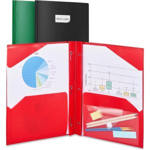 imageSooez 3 Pack 2Pocket Folder with Prongs Plastic Folders with Pockets and Prongs Including Labels Heavy Duty Letter Size Pocket Folders with Prongs Colored Prong Folders for Schoolwork ampamp Office3