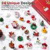 imageMini Christmas Ornaments Sooez Set of 24 Cute Miniature Gingerbread Man Tree Ornament Figures Advent Calendar Fillers Durable ampamp WellCrafted Soft Rubber Figurines with Gold Loops for Easy HangingAssorted 24 Designs