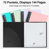 imageSooez Clipboard with Refillable Notepad with 72 Pocket Binder with Plastic Sleeves ampamp Elastic Band Large Capacity 85x11 Presentation Book Display 144 Pages