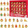 imageMini Christmas Ornaments Sooez Set of 24 Cute Miniature Gingerbread Man Tree Ornament Figures Advent Calendar Fillers Durable ampamp WellCrafted Soft Rubber Figurines with Gold Loops for Easy HangingGingerbread