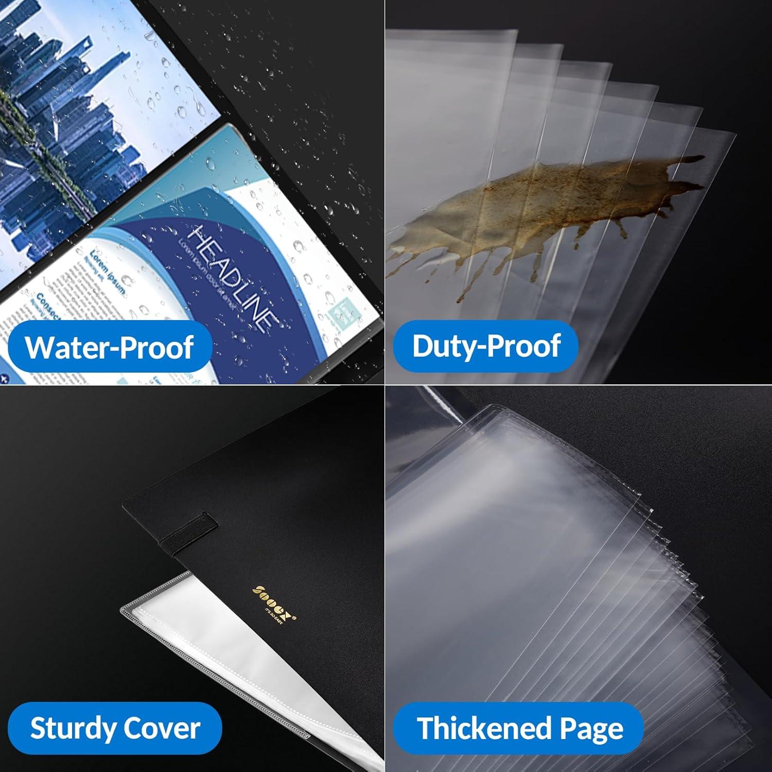 imageSooez Art Portfolio 9quotx12quot 72 Pockets Large Portfolio Folder Display 144 Pages Heavy Duty Binder with Plastic SleevesampampElastic Band Presentation Book with Clear Sheet Protector for Artwork OrganizerBlack