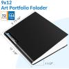 imageSooez Art Portfolio 9quotx12quot 72 Pockets Large Portfolio Folder Display 144 Pages Heavy Duty Binder with Plastic SleevesampampElastic Band Presentation Book with Clear Sheet Protector for Artwork OrganizerBlack