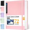 imageSooez Art Portfolio 9quotx12quot 72 Pockets Large Portfolio Folder Display 144 Pages Heavy Duty Binder with Plastic SleevesampampElastic Band Presentation Book with Clear Sheet Protector for Artwork OrganizerPink