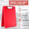 imageSooez Clipboard with Storage Plastic Storage Clipboard with Low Profile Clip Heavy Duty Nursing Clipboards Foldable Coaches Clip Board for Work Kids Teacher Must Haves Office School SuppliesAred