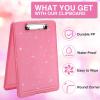 imageSooez Clipboard with Storage Plastic Storage Clipboard with Low Profile Clip Heavy Duty Nursing Clipboards Foldable Coaches Clip Board for Work Kids Teacher Must Haves Office School SuppliesBglitter Rose Pink