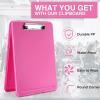 imageSooez Clipboard with Storage Plastic Storage Clipboard with Low Profile Clip Heavy Duty Nursing Clipboards Foldable Coaches Clip Board for Work Kids Teacher Must Haves Office School SuppliesArose Pink