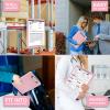 imageSooez Clipboard with Storage Plastic Storage Clipboard with Low Profile Clip Heavy Duty Nursing Clipboards Foldable Coaches Clip Board for Work Kids Teacher Must Haves Office School SuppliesAlight Pink