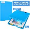 imageSooez Clipboard with Storage Plastic Storage Clipboard with Low Profile Clip Heavy Duty Nursing Clipboards Foldable Coaches Clip Board for Work Kids Teacher Must Haves Office School SuppliesAblue