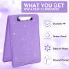 imageSooez Clipboard with Storage Plastic Storage Clipboard with Low Profile Clip Heavy Duty Nursing Clipboards Foldable Coaches Clip Board for Work Kids Teacher Must Haves Office School SuppliesBglitter Purple