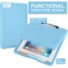 imageSooez Clipboard with Storage Plastic Storage Clipboard with Low Profile Clip Heavy Duty Nursing Clipboards Foldable Coaches Clip Board for Work Kids Teacher Must Haves Office School SuppliesBglitter Blue