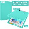 imageSooez Clipboard with Storage Plastic Storage Clipboard with Low Profile Clip Heavy Duty Nursing Clipboards Foldable Coaches Clip Board for Work Kids Teacher Must Haves Office School SuppliesAturquoise