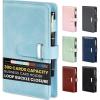imageSooez 300 Capacity Business Card Holder Organizer Professional Business Card Holder Case Book with Secure Loop Premium Vegan Leather Credit Card Holder for Women Men Gift Card Storage GreyBlue