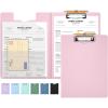 imageSooez Thicker Clipboard Folder Foldable Nursing Clip Boards with Adjustable Pen Loop ampamp Tabbed Pockets Portfolio with Low Profile Clip 360 Folding Lightweight 945 x 126 Document Holder for WorkPink