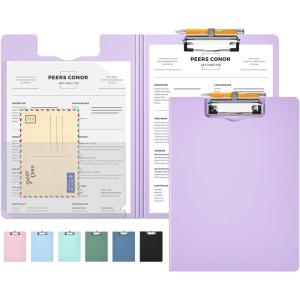 imageSooez Thicker Clipboard Folder Foldable Nursing Clip Boards with Adjustable Pen Loop ampamp Tabbed Pockets Portfolio with Low Profile Clip 360 Folding Lightweight 945 x 126 Document Holder for WorkPurple