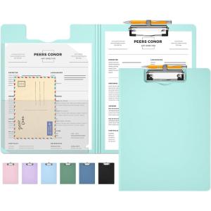 imageSooez Thicker Clipboard Folder Foldable Nursing Clip Boards with Adjustable Pen Loop ampamp Tabbed Pockets Portfolio with Low Profile Clip 360 Folding Lightweight 945 x 126 Document Holder for WorkMint Green