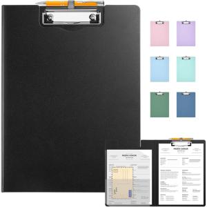 imageSooez Thicker Clipboard Folder Foldable Nursing Clip Boards with Adjustable Pen Loop ampamp Tabbed Pockets Portfolio with Low Profile Clip 360 Folding Lightweight 945 x 126 Document Holder for WorkBlack