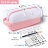 imageSooez Big Capacity Pencil Case Cute TwoTone Pencil Pouch Aesthetic Large Capacity Pen Bag with 4 Compartments Soft Pencil Case Organizer with Zipper ampamp Handle Pencil Holder Pouch for Teen GirlsPink