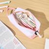 imageSooez Big Capacity Pencil Case Cute TwoTone Pencil Pouch Aesthetic Large Capacity Pen Bag with 4 Compartments Soft Pencil Case Organizer with Zipper ampamp Handle Pencil Holder Pouch for Teen GirlsPink