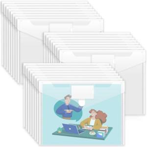 imageSooez 10 Pack Plastic Envelopes File Folders Clear Folder for Document US Letter A4 Size Poly Envelopes with Label Pockets for School Home Work Office Organizer Clear24