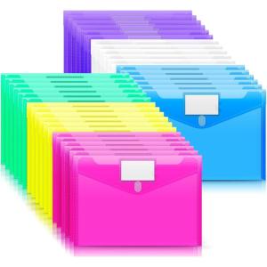 imageSooez 10 Pack Plastic Envelopes Poly Envelopes Clear Document Folders File Folders US Letter A4 Size File Folder with Label Pocket Teacher School Office Supplies Organization Storage Assorted Color36