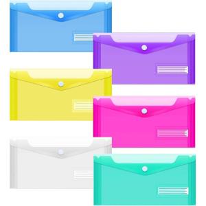 imageSooez 24 Pack Plastic Pencil Pouch Clear Poly Envelopes File Bag Bill Bag with Label Pocket Plastic Pencil Case Bulk for A6 Size Files School Office Storage24