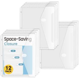 imageSooez 30 Pack Binder Folders with SpaceSaving Closure Super Heavyweight Binder Pockets for 3 Ring Binder High Capacity Clear Binder Pouch Side Loading 3 Ring Folders with Pockets Letter Size12