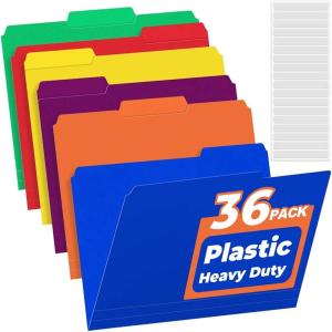 imageSooez 6 Pack Plastic File Folders Colored with Sticky Labels Heavy Duty Plastic Colored File Folders Letter Size with Erasable 13Cut Tab Stronger Than Manila File Folder Perfect for Organization36