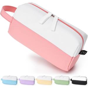 imageSooez Big Capacity Pencil Case Cute TwoTone Pencil Pouch Aesthetic Large Capacity Pen Bag with 4 Compartments Soft Pencil Case Organizer with Zipper ampamp Handle Pencil Holder Pouch for Teen GirlsPink