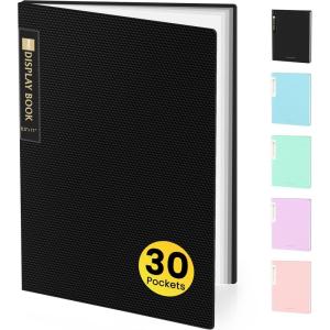 imageSooez Binder with Plastic Sleeves 30Pocket Displays 60 Pages 9x12 Presentation Folders with Clear Sheet Protectors Art Portfolio with 30 Black Paper for Certificate amp Office ProjectBlack