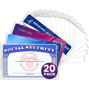 imageSooez 10 Pack Social Security Card Protector 24 Mil Thick Card Protector Sleeves Protective Credit Card Sleeve Clear Card Sleeves Perfect Fit for Social Security Medicare Credit Business Card20