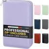 imageSooez ZipEnclosed Business Card Holder Organizer Professional Credit Card Case Book for Women Men 240 Capacity Premium Vegan Leather Gift Card Organizer Storage Business Card Wallet PurplePurple