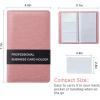 imageSooez ZipEnclosed Business Card Holder Organizer Professional Credit Card Case Book for Women Men 240 Capacity Premium Vegan Leather Gift Card Organizer Storage Business Card Wallet PurplePink