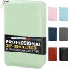 imageSooez ZipEnclosed Business Card Holder Organizer Professional Credit Card Case Book for Women Men 240 Capacity Premium Vegan Leather Gift Card Organizer Storage Business Card Wallet PurpleGreen