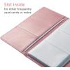 imageSooez ZipEnclosed Business Card Holder Organizer Professional Credit Card Case Book for Women Men 240 Capacity Premium Vegan Leather Gift Card Organizer Storage Business Card Wallet PurplePink