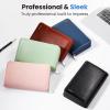 imageSooez ZipEnclosed Business Card Holder Organizer Professional Credit Card Case Book for Women Men 240 Capacity Premium Vegan Leather Gift Card Organizer Storage Business Card Wallet PurpleBrown