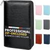 imageSooez ZipEnclosed Business Card Holder Organizer Professional Credit Card Case Book for Women Men 240 Capacity Premium Vegan Leather Gift Card Organizer Storage Business Card Wallet PurpleBlack