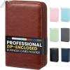 imageSooez ZipEnclosed Business Card Holder Organizer Professional Credit Card Case Book for Women Men 240 Capacity Premium Vegan Leather Gift Card Organizer Storage Business Card Wallet PurpleBrown